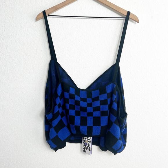 FUTURE COLLECTIVE KAHLANA BARFIELD WOMEN PLUS SIZE V NECK BLUE BLACK SWEATER - Picture 3 of 6